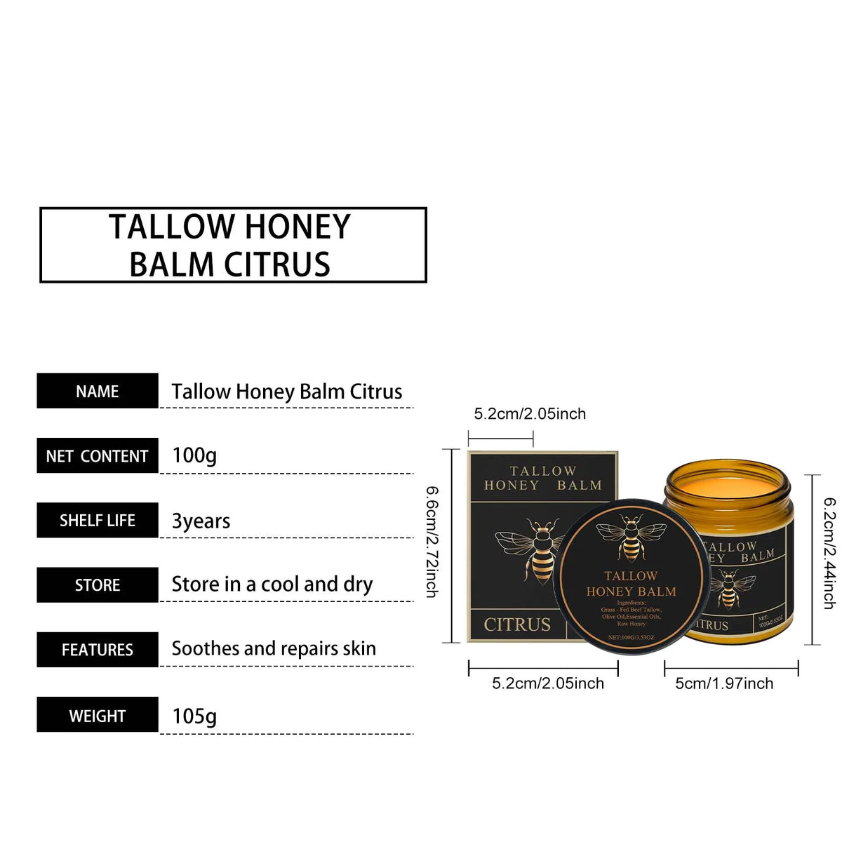 Tallow Honey Cream – Hydrating, Firming & Brightening Face & Body Moisturizer