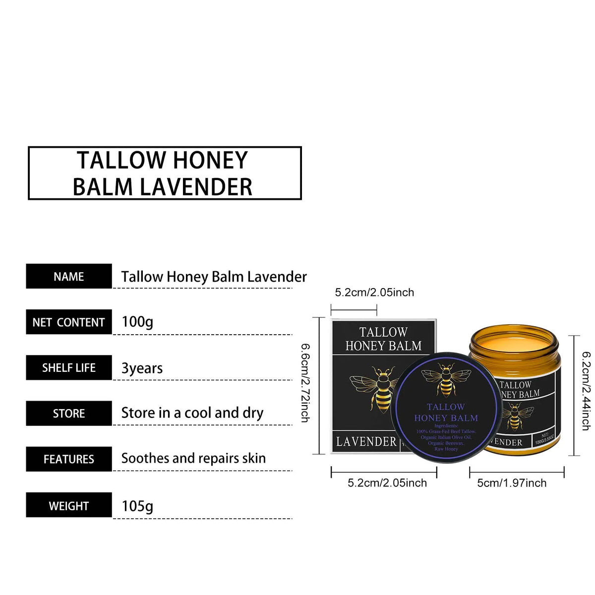 Tallow Honey Cream – Hydrating, Firming & Brightening Face & Body Moisturizer