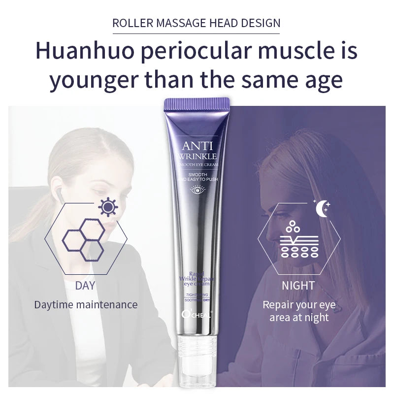 O'CHEAL Anti-Wrinkle Eye Cream Roller – Dark Circle, Eye Bag & Hyaluronic Acid Care
